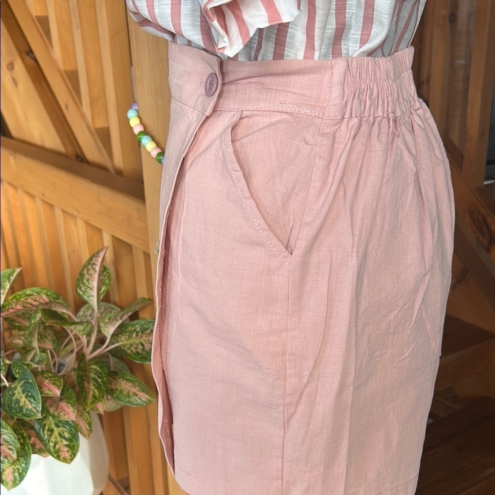Pink Linen Wrap Skort - Picture 5 of 6